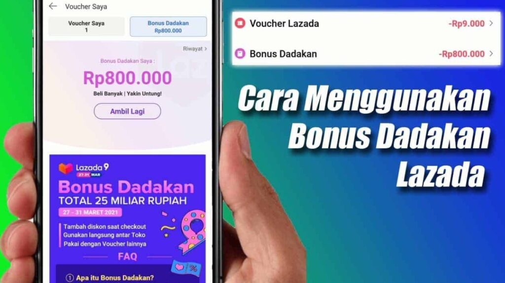 cara menggunakan bonus dadakan Lazada