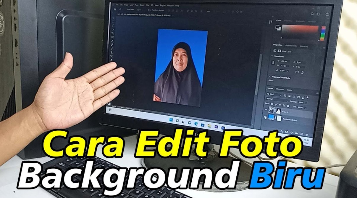 cara edit foto background biru