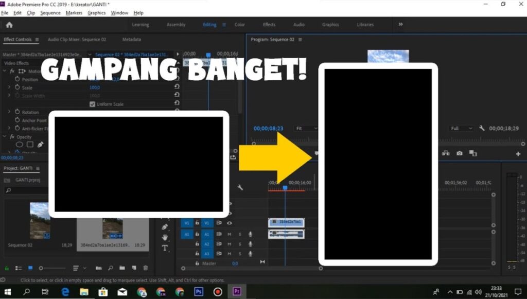 cara edit video vertikal di Adobe Premiere