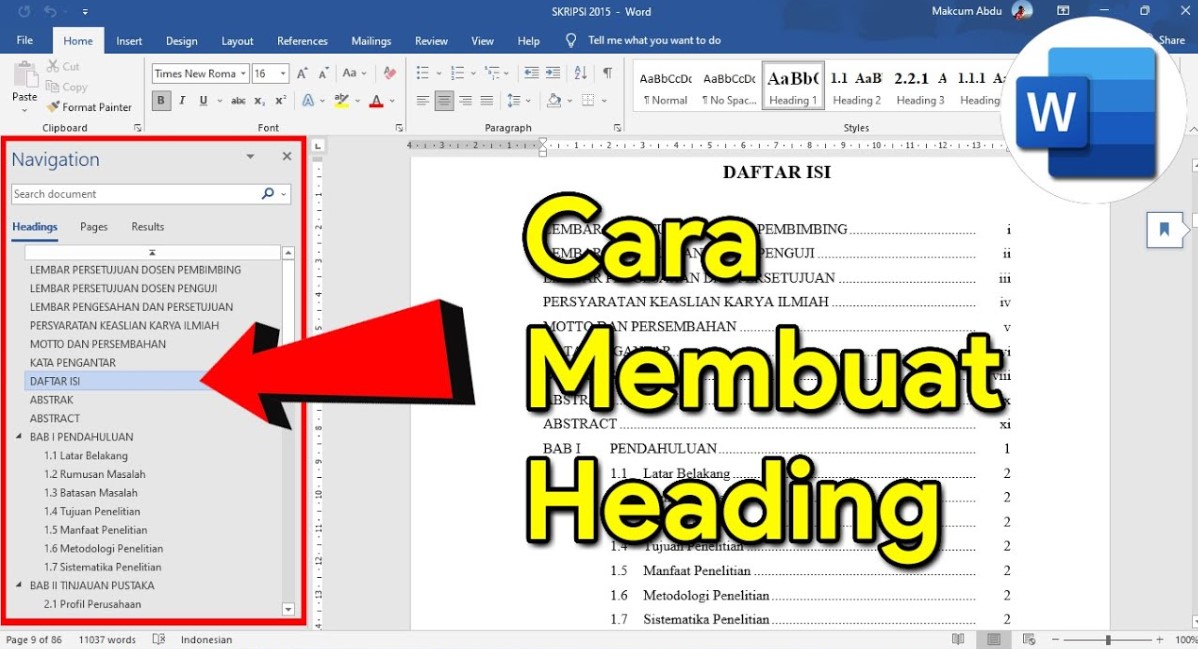 Cara Menggunakan Heading